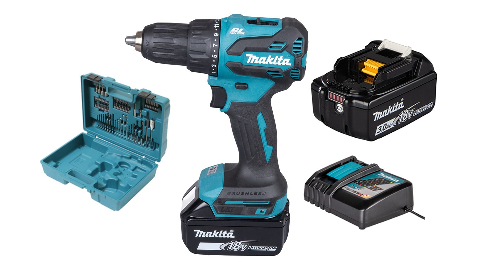 Makita DHP490XRF3 Akku-Schlagbohrschrauber 18V LXT mit Zubehör